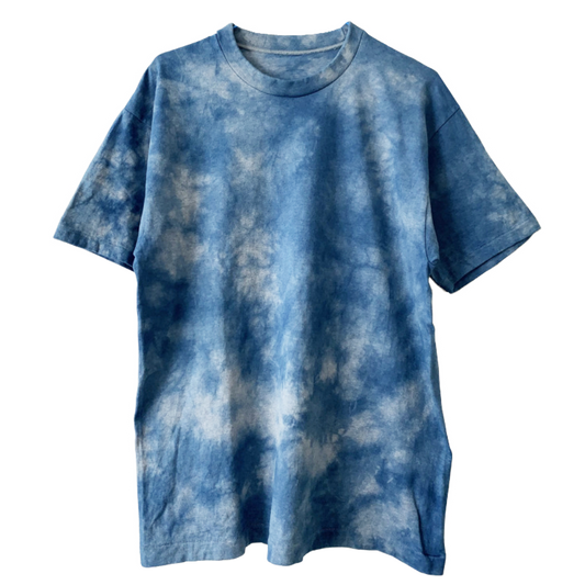 日本製丸胴Tシャツ 藍染(納戸タイダイ グレー)