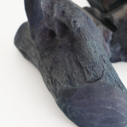 Indigo-dyed driftwood and terrarium (glass bowl)