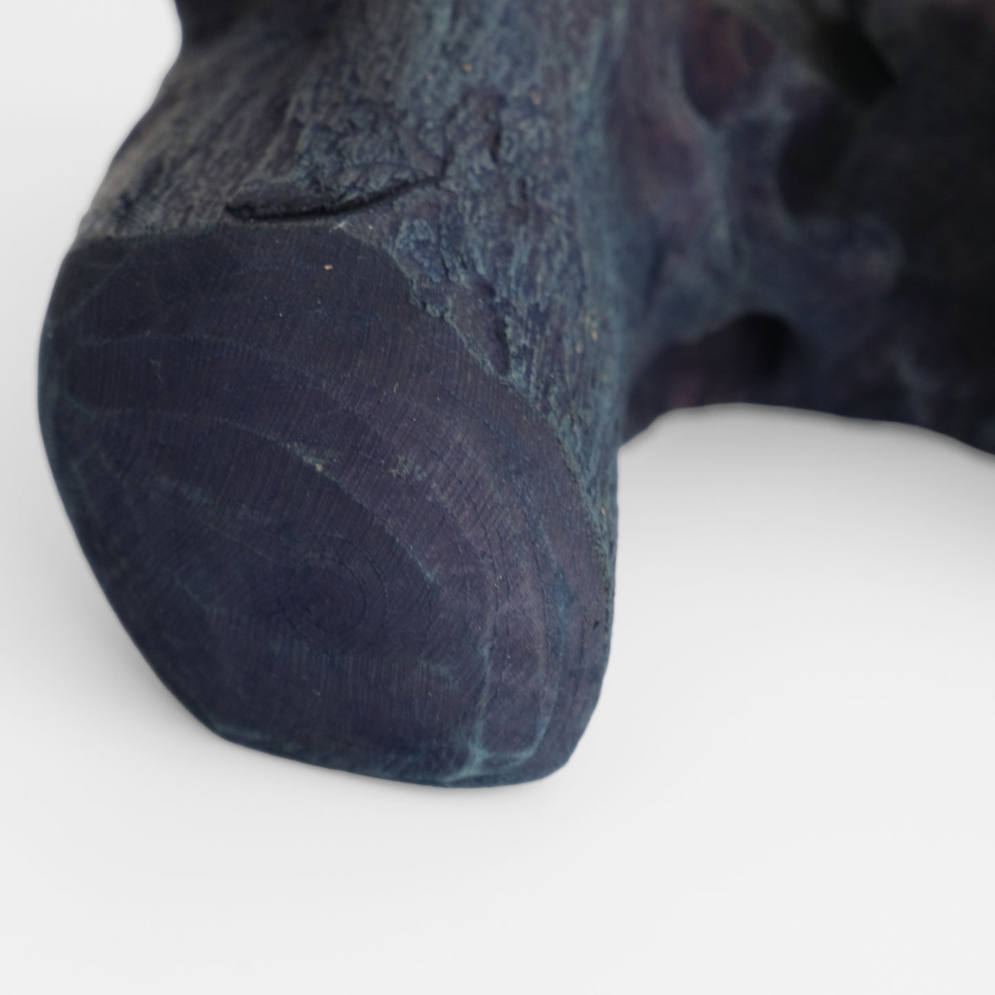 Indigo-dyed driftwood and terrarium (glass bowl)