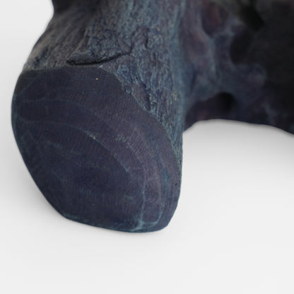 Indigo-dyed driftwood and terrarium (glass bowl)