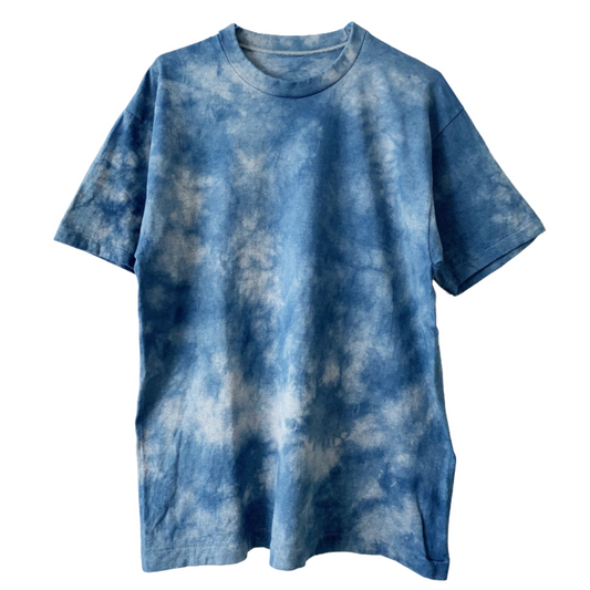Made-in-Tokyo Tubular T-shirt, Japanese Indigo "Aizome" - Nando (Light Blue) Tie-dye 